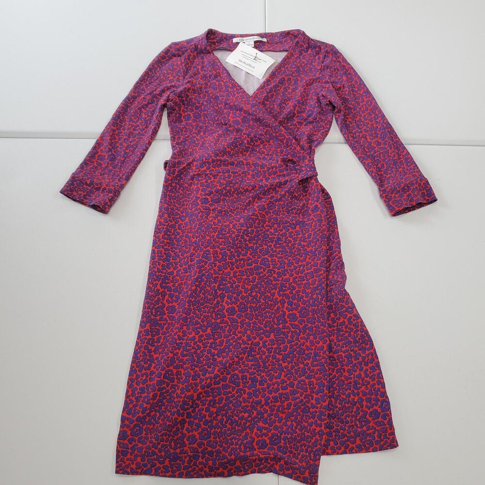 Diane von Furstenberg Dress Womens 2 Julian Two Wrap Leopard Print
